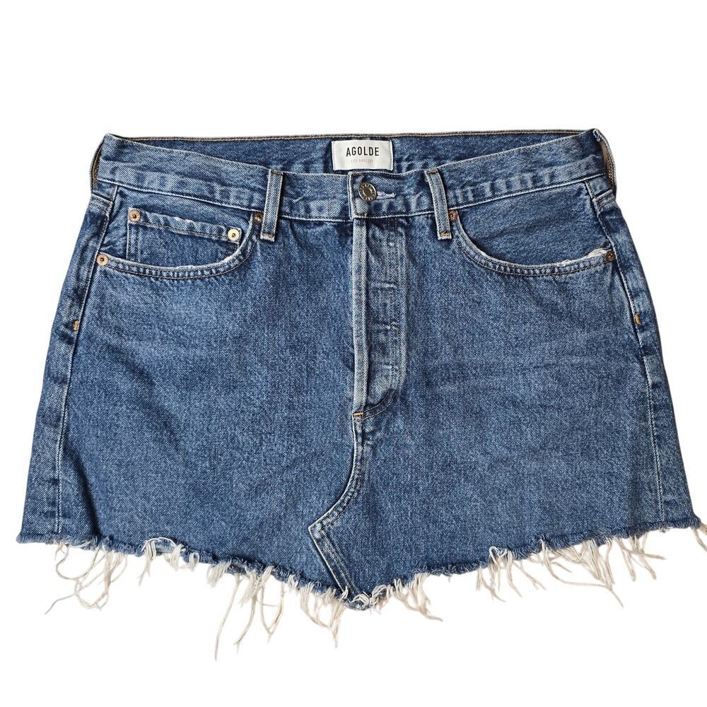 AGOLDE Parker Angled Denim Hem Skirt size 29